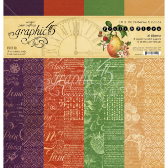 Graphic 45 Fruit & Flora 12x12 Inch Patterns & Solids Paper Pad (4502001)
