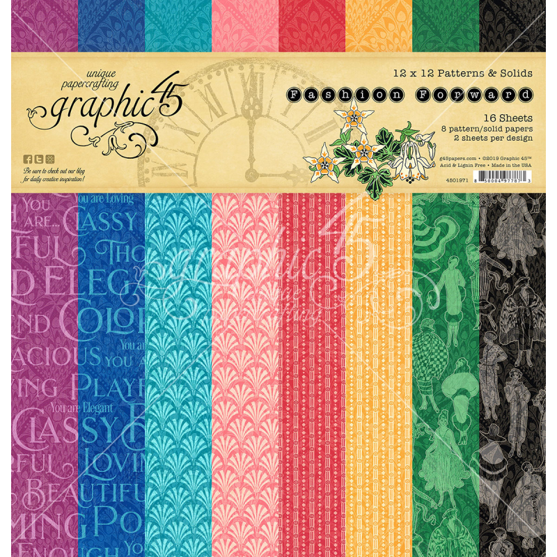Graphic 45 Fashion Forward 12x12 Inch Patterns & Solid Paper Pad (4501971)