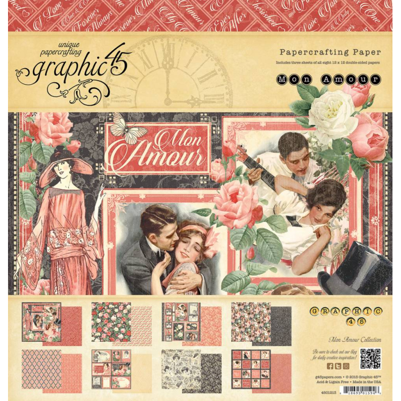 Graphic 45 Mon Amour 12x12 Inch Paper Pad (4501213)