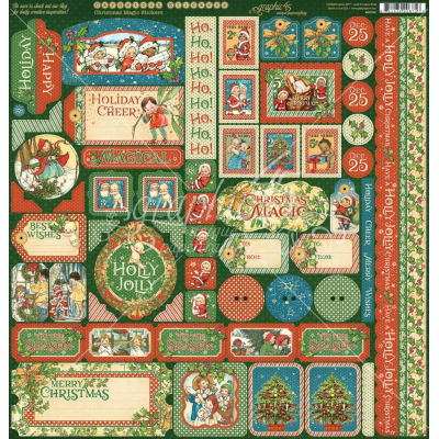 Graphic 45 Christmas Magic 12x12 Inch Cardstock Stickers (4501740)