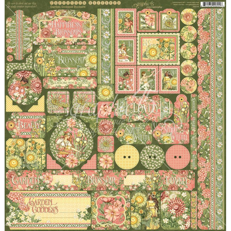 Graphic 45 Garden Goddess 12x12 Inch Cardstock Stickers (4501758)