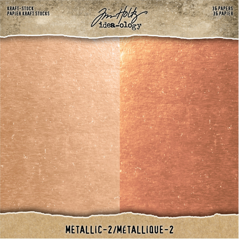 Tim Holtz Idea-ology  Kraft-Stock 8x8 Inch Metallic 2 Rose Gold &amp; Copper (TH93780)