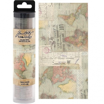 Idea-ology Tim Holtz Collage Paper Travel (6yards) (TH93950)
