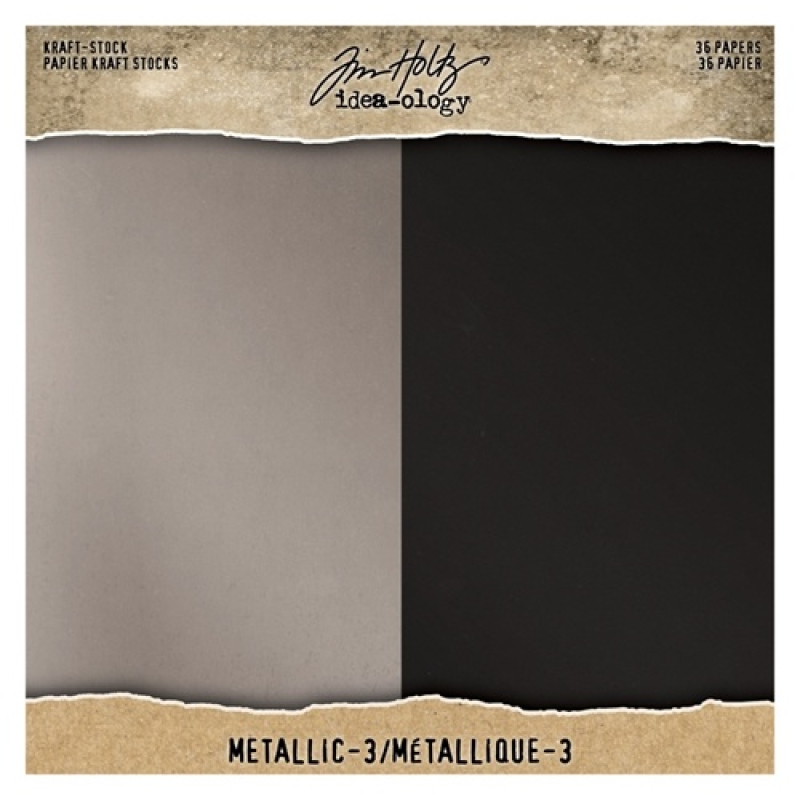 Tim Holtz Idea-ology  Kraft-Stock 8x8 Inch Paper Stash Metallic 3 (TH94021)