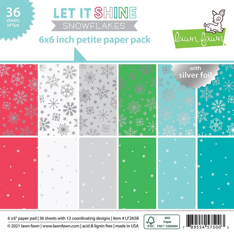 Lawn Fawn Let It Shine Snowflakes 6x6 Inch Petite Paper Pad (LF2658) 