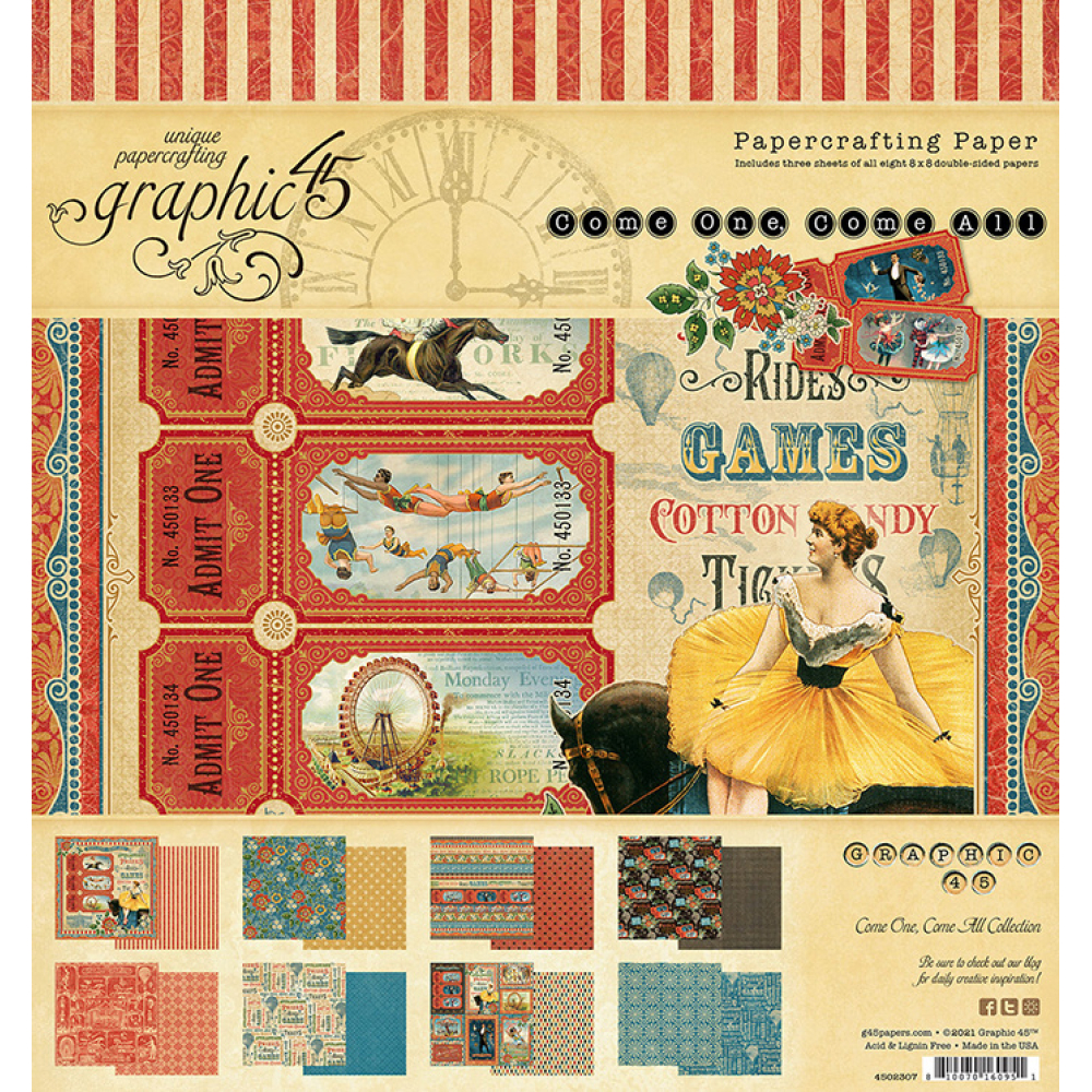 Graphic 45 Come One, Come All! 8x8 Inch Paper Pad (4502307)