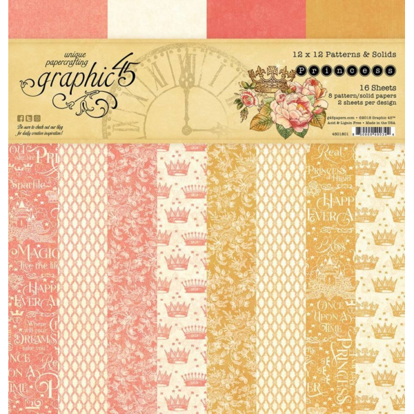 Graphic 45 Princess Solid Papers 12 x 12 inch (4501801)
