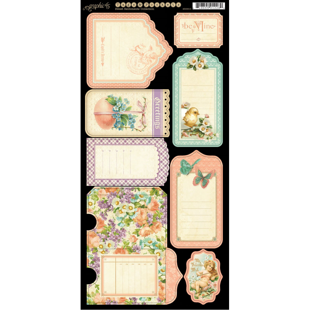 Graphic 45 Sweet Sentiments Tags & Pockets (4500810)