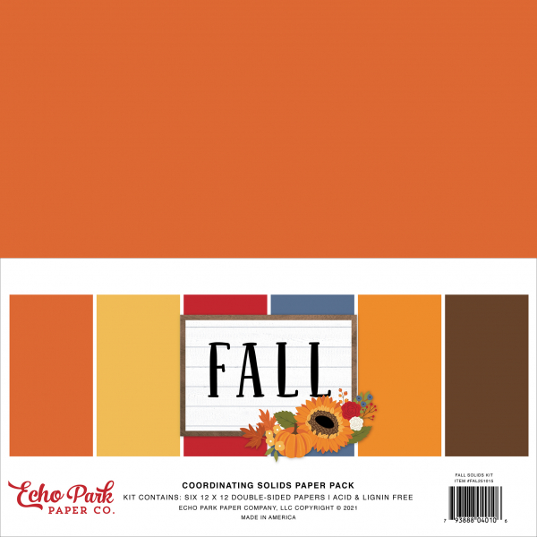 Echo Park Fall 12x12 Inch Coordinating Solids Paper Pack (FAL251015) Echo Park Fall 12x12 Inch Coordinating Solids Paper Pack (FAL251015)