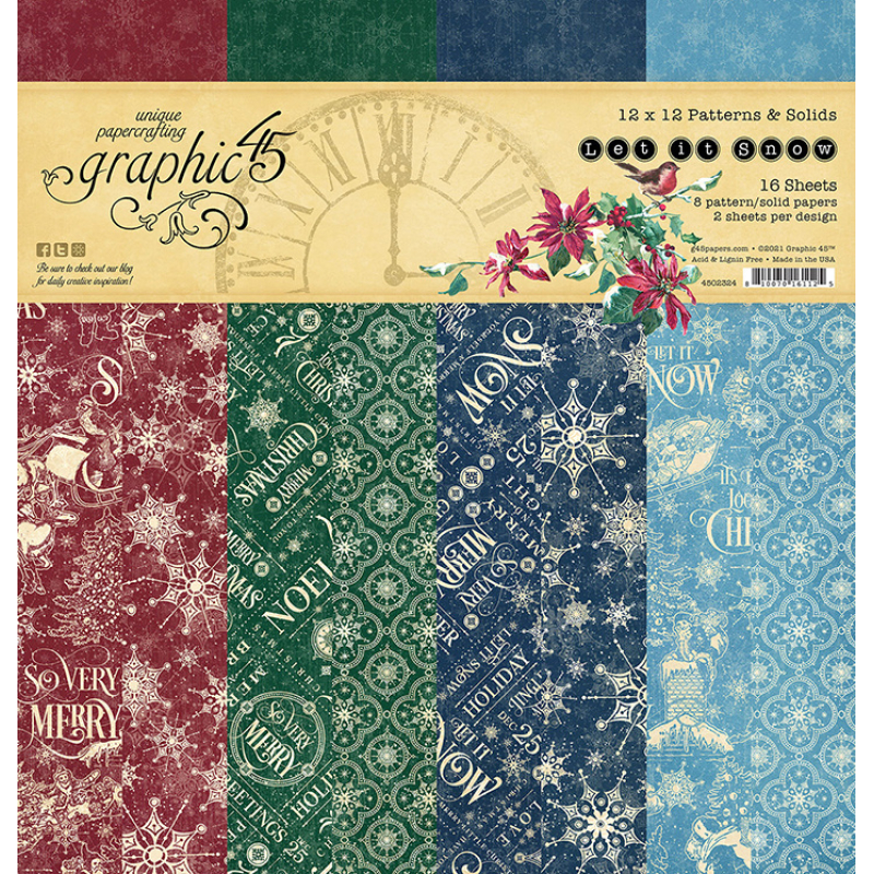 Graphic 45 Let it Snow 12x12 Inch Patterns & Solids Paper Pad (4502324)