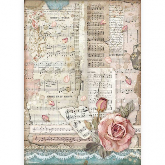 Stamperia Rice Paper A4 Passion Roses And Music (DFSA4539)