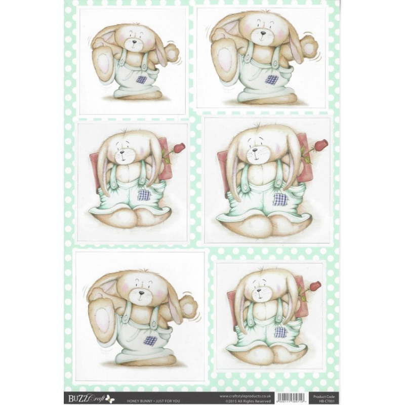 Buzz Craft A4 uitdrukvel - Honey Bunny - Just for You 3D (HB-CT001)