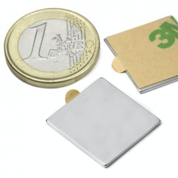 Blokmagneet zelfklevend 20 x 20 x 1 mm per paar (Q-20-20-01-STIC)