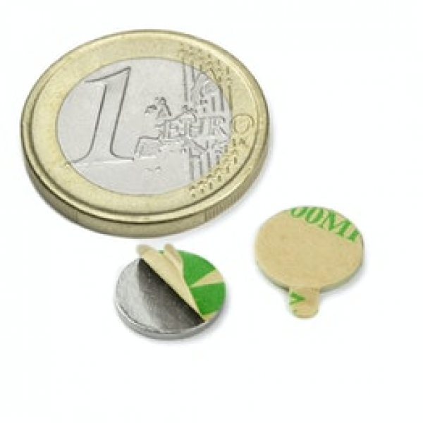 Schijfmagneet zelfklevend Ø 10 mm, hoogte 1 mm per paar (S-10-01-STIC)