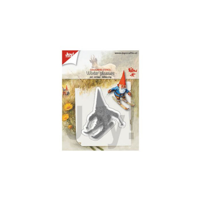 Joy!Crafts • Snij- embosstencil Poortvliet Kabouter op skies 6002-1367
