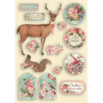 Stamperia Colored Wooden Shapes A5 Pink Christmas (KLSP109)
