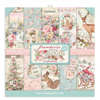 Stamperia Pink Christmas 6x6 Inch Paper Pack (SBBXS07)
