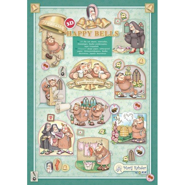 Marij Rahder Happy Bells 3D A4 Die Cut Sheet (9.0105)