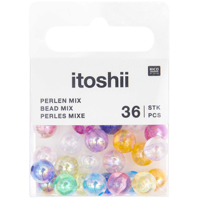 Rico-Design itoshii - Plastic Beads, Rainbow Mix, Holographic (600354)