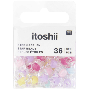 Rico-Design itoshii - Star Beads, Ttransparent with Colour Inclusion (600355)