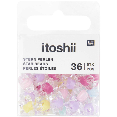 Rico-Design itoshii - Star Beads, Ttransparent with Colour Inclusion (600355)