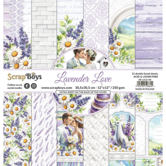 ScrapBoys Lavender Love 12x12 Inch Paper Pad (SB-LALO-08)