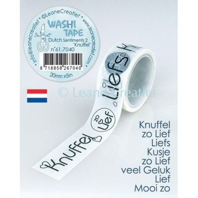 Leane Creatief Washi tape Dutch sentiments 2. “Knuffels” (61.7040) (W 0029)