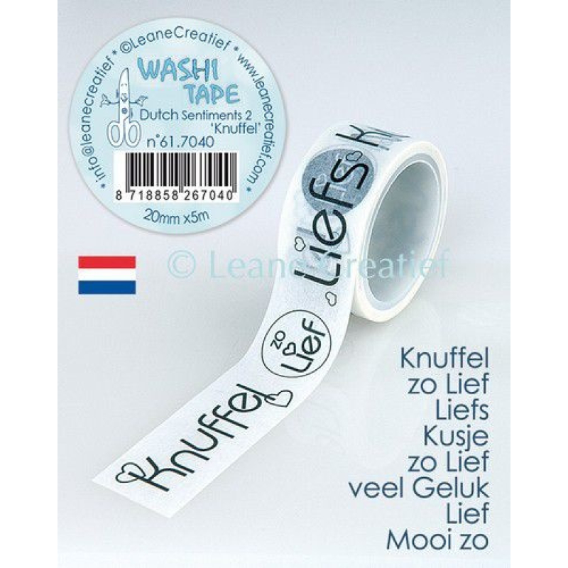 Leane Creatief Washi tape Dutch sentiments 2. “Knuffels” (61.7040)