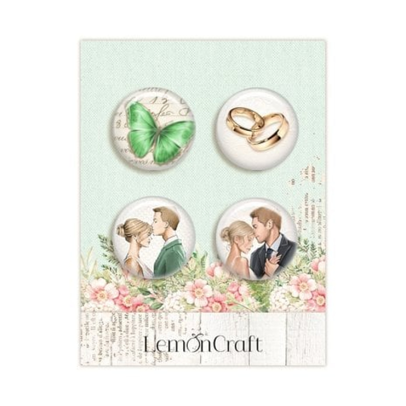 LemonCraft Greenery Buttons/Badge (4pcs) (LEM-GREEN-05)