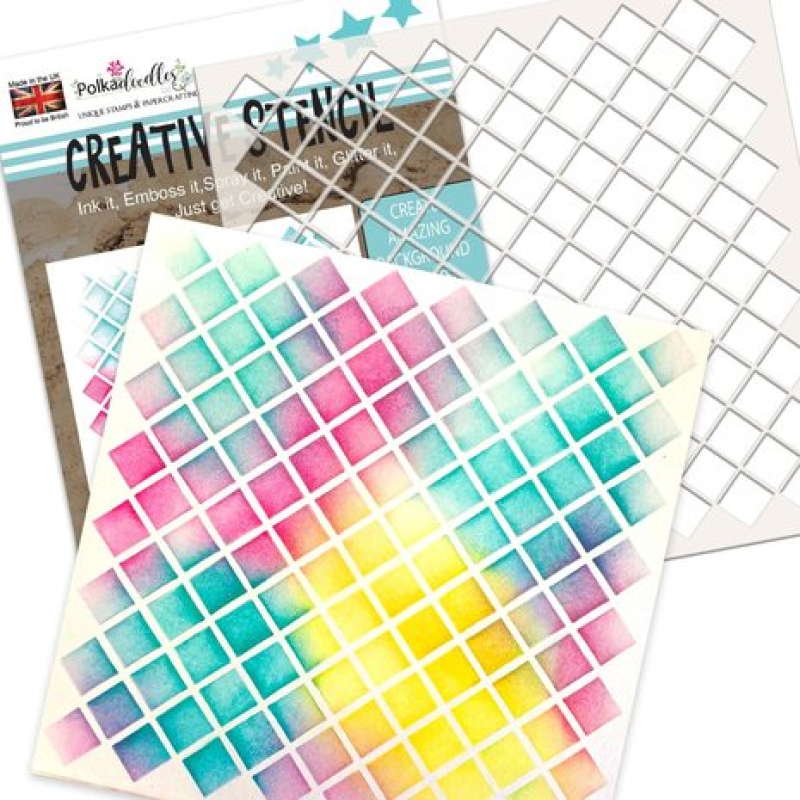 Polkadoodles Square Trellis Creative Stencil (PD8677)