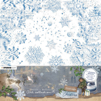 Studio Light Vintage Christmas Acetate Sheets 8x8 Inch White & Blue (JMA-VC-ACS04) 