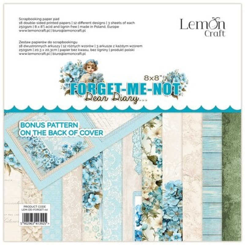 LemonCraft Dear Diary Forget-Me-Not 8x8 Inch Paper Pad (LEM-DD-FORGET-02)
