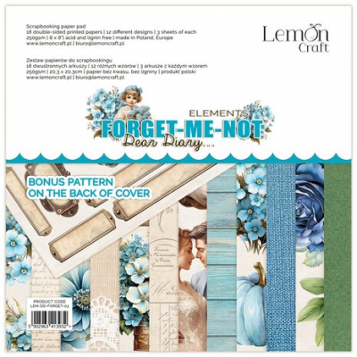 LemonCraft Dear Diary Forget-Me-Not Elements & Basics 8x8 Inch Paper Pad (LEM-DD-FORGET-03)
