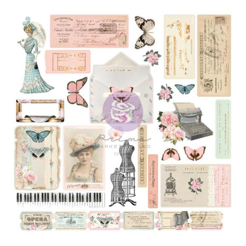 Prima Marketing French Blue Ephemera Junk Journal Bits (60pcs) (999834)