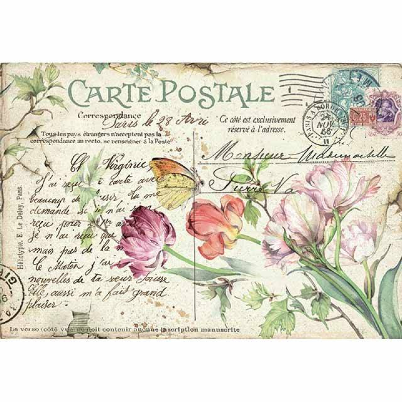Stamperia Rice Paper 48x33 Tulips & Butterfly (DFS416)