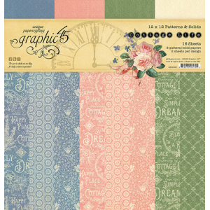 Graphic 45 Cottage Life 12x12 Inch Patterns & Solids Paper Pad (4502398)