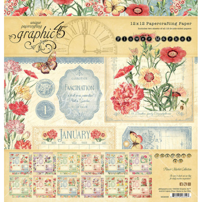 Graphic 45 Flower Market 12x12 Inch Collection Pack (4502558)