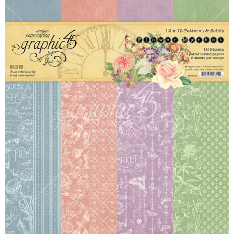 Graphic 45 Flower Market 12x12 Inch Patterns & Solids Pack (4502559)