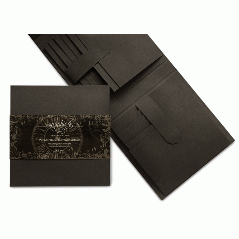 Graphic 45 Trifold Waterfall Folio Album Black (4502383)