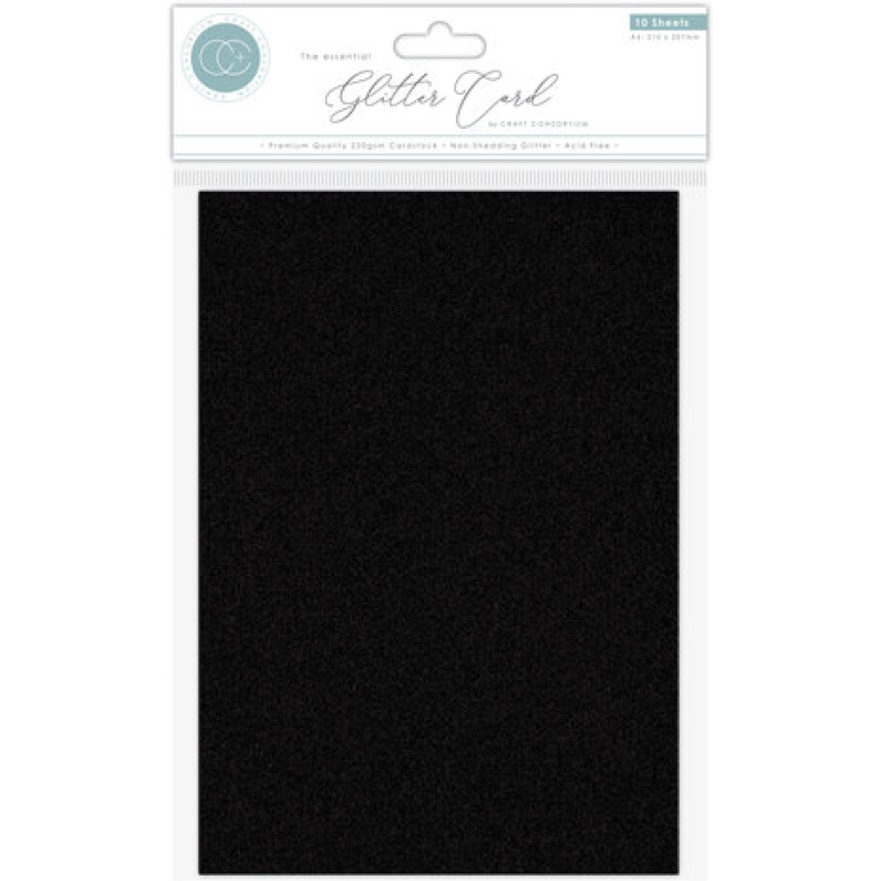 Craft Consortium The Essential Glitter Card A4 Black (10pcs) (CCEGC006)
