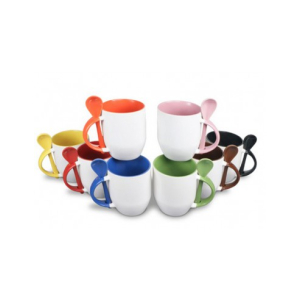 Sublimatie Mok - Mok 11oz - kleur binnenzijde & oor - met lepel (Donker groen) (1903)