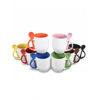 Sublimatie Mok - Mok 11oz - kleur binnenzijde & oor - met lepel (Bos groen) (1903)