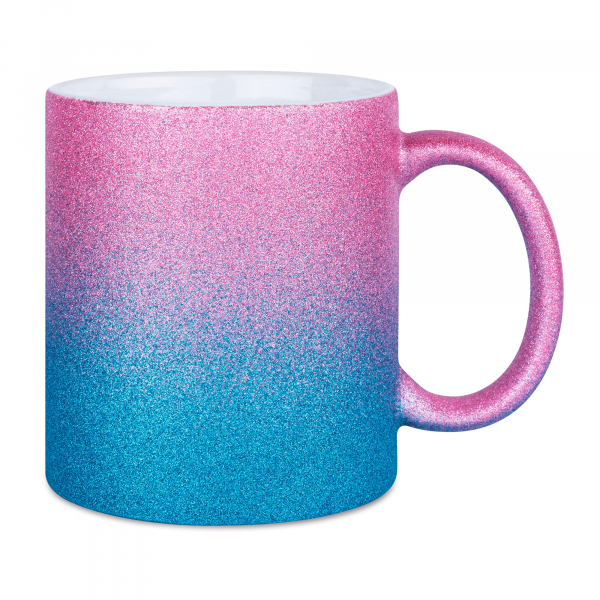 Sublimatie Mok - Mok Sparkle met kleurverloop roze/blauw 11oz (SPARK-BC-PBL)