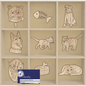 Aurelie Cats & Dogs Wooden Ornaments (AUWO1003)