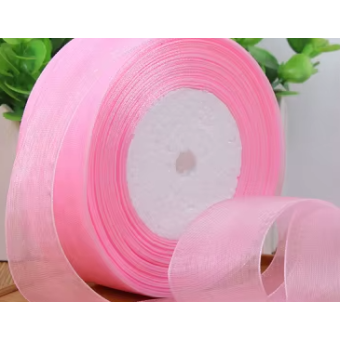 Organza rol 45 meter roze