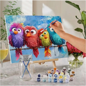 Schilderen op nummer vogels