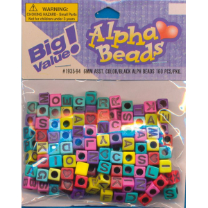 Darice • Alfabet Beads Kl/Zw. 6mm 160pcs assorti (1935-94)