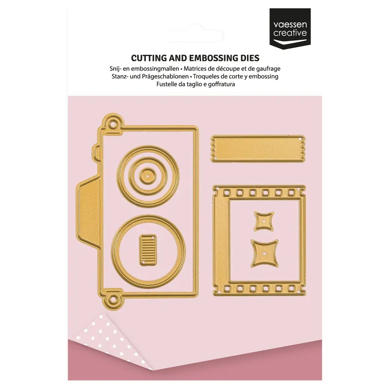 Vaessen Creative •Mini Snij- en Embossingmallen Vintage Camera 9st. (3625-0211)