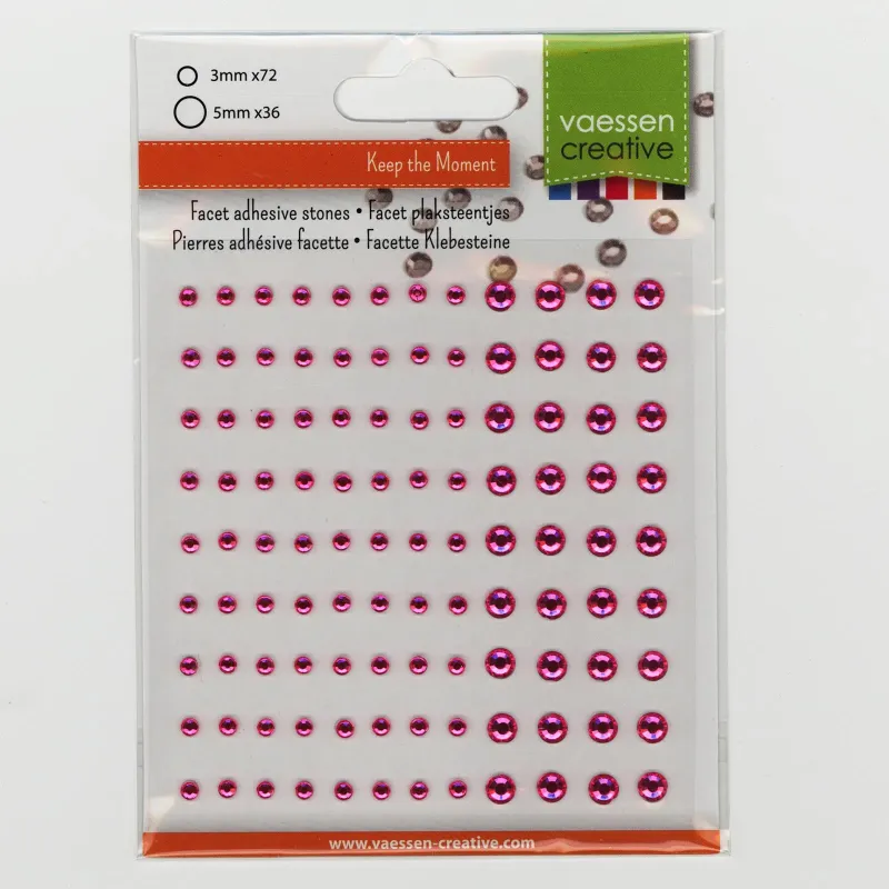 Vaessen Creative Strass Steentjes Half Zelfklevend 3+5mm 108pcs Pink (5012-003)