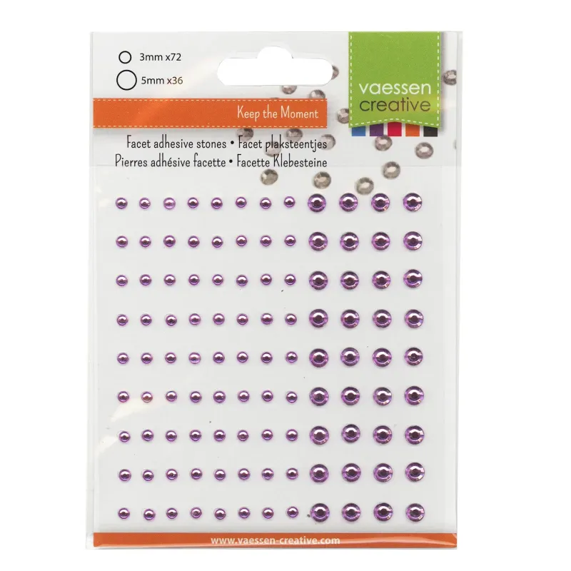 Vaessen Creative Strass Steentjes Half Zelfklevend 3+5mm 108pcs Lichtroze (5012-005)
